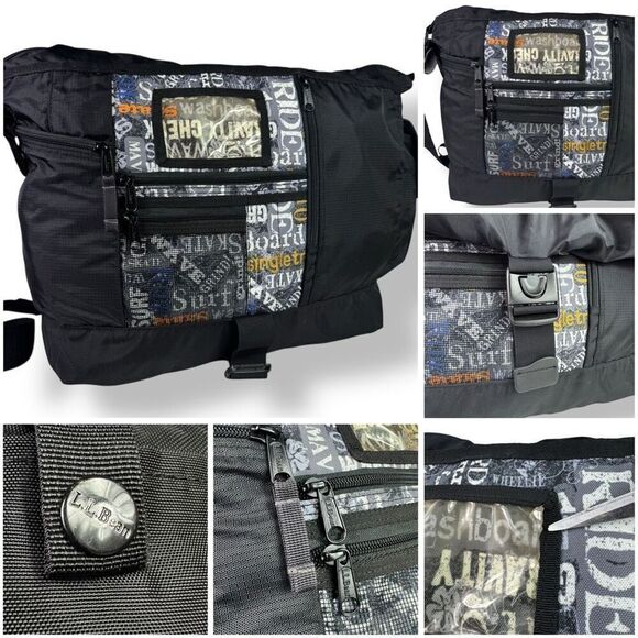 L.L. Bean Messenger Shoulder Flap Crossbody Bag Graffiti Skateboard Surfer Surf - Picture 11 of 16
